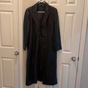 Jones New York Black Leather Trench Coat